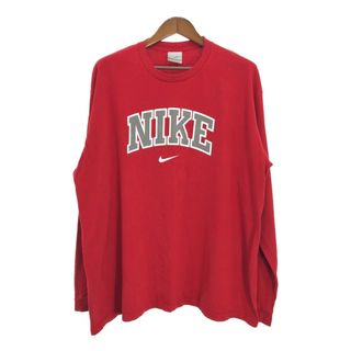 ナイキ(NIKE)のNIKE ナイキ 長袖Ｔシャツ 大きいサイズ スポーツ レッド (メンズ XXL) 中古 古着 R2518(Tシャツ/カットソー(七分/長袖))