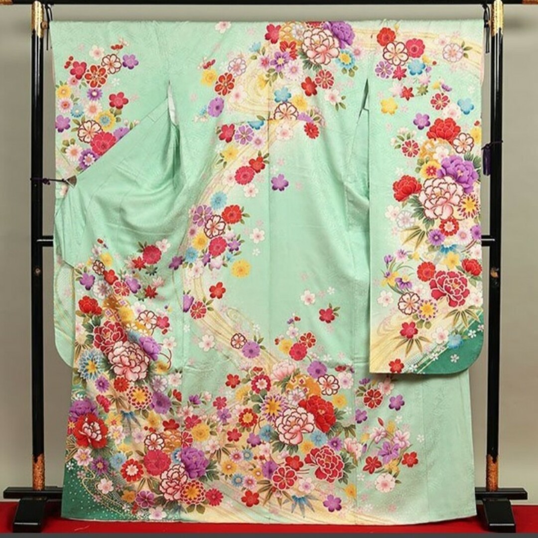 振袖セット くすみ緑 古典 嬉しく 美品 振袖セット くすみ緑 古典 嬉しく 美品