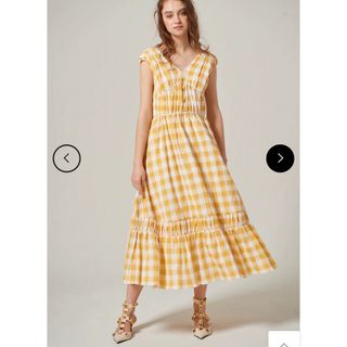期間限定価格　エステラケー　コードパイピングチェックドレス　ブラック(ロングワンピース/マキシワンピース)