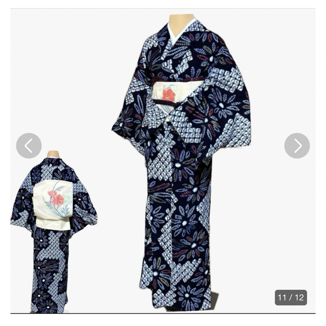 有松鳴海絞り 浴衣 藍染 花柄 身丈154 裄67 越せれ 有松鳴海絞り 浴衣 藍染 花柄 身丈154 裄67 越せれ