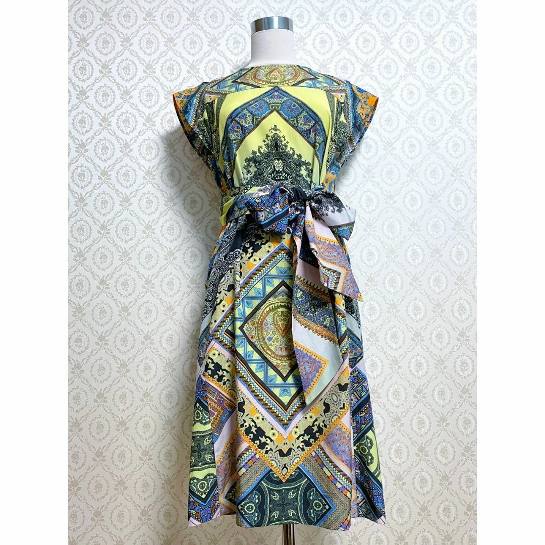 結婚祝い 新品 ETRO エトロ グリーン柄物ワンピース ワンピース ワンピース