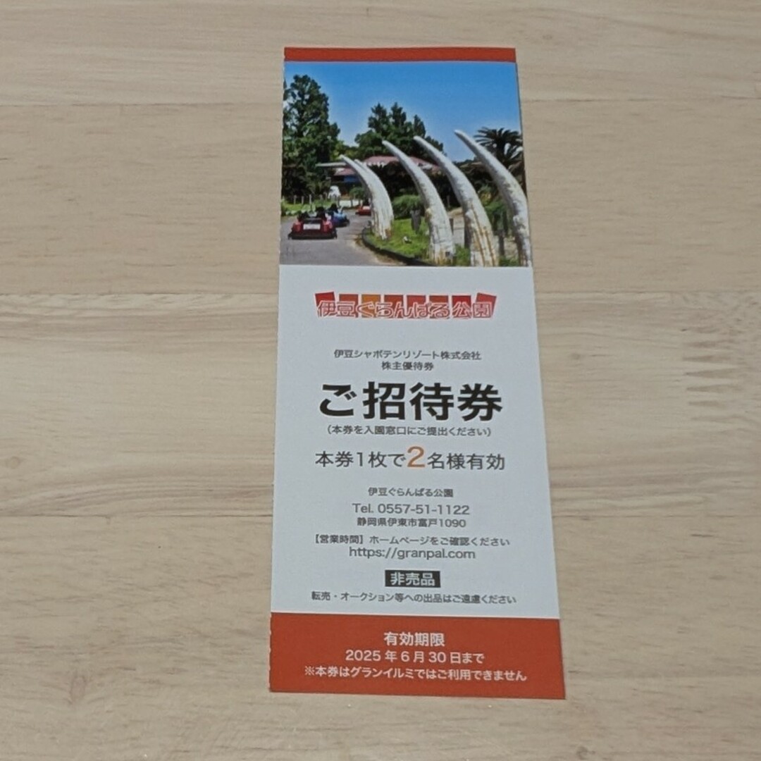 伊豆ぐらんぱる公園 全日招待券 1枚 2名様分 チケットの施設利用券(遊園地/テーマパーク)の商品写真