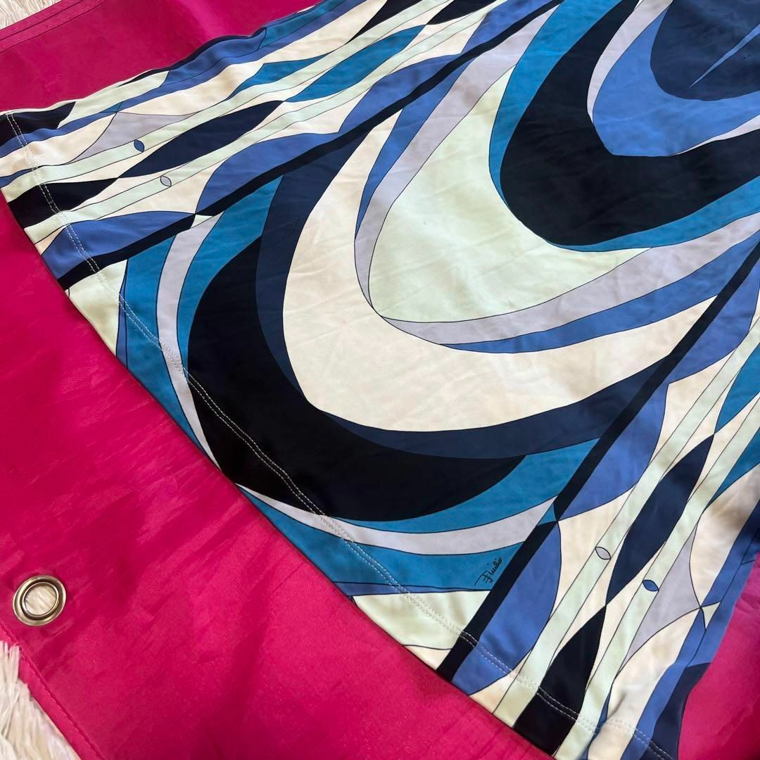 良品】EMILIO PUCCI プッチ柄 膝丈ワンピース ベルスリーブ 良品】EMILIO PUCCI プッチ柄 膝丈ワンピース ベルスリーブ