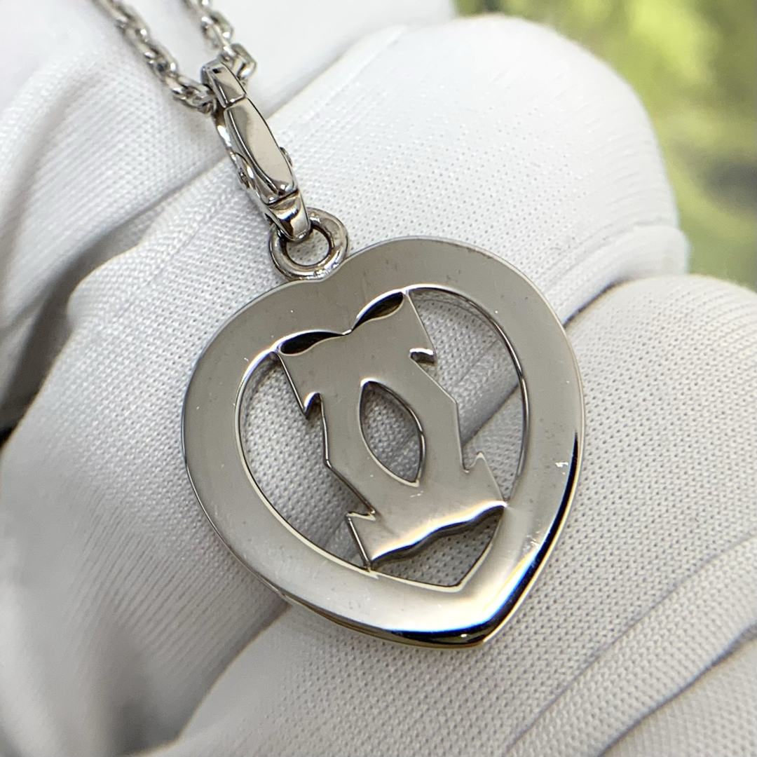 カルティエ ネックレス 2Cハート Cartier ダイヤモンド K18WG の カルティエ ネックレス 2Cハート Cartier ダイヤモンド K18WG の