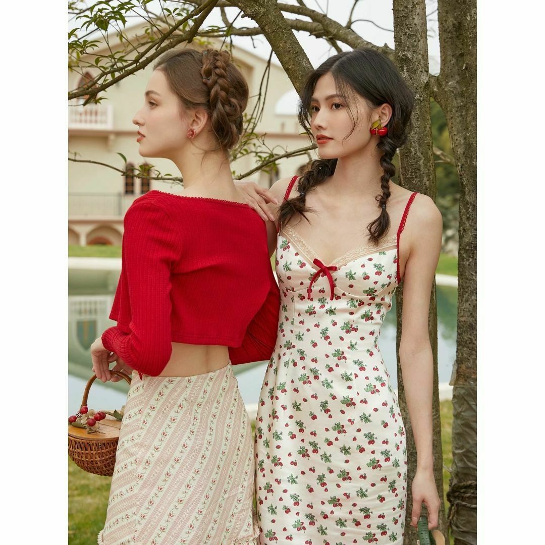 Lois CRAYON - LaceMade フレンチ レッド ニット カーディガン Lois CRAYON - LaceMade フレンチ レッド ニット カーディガン