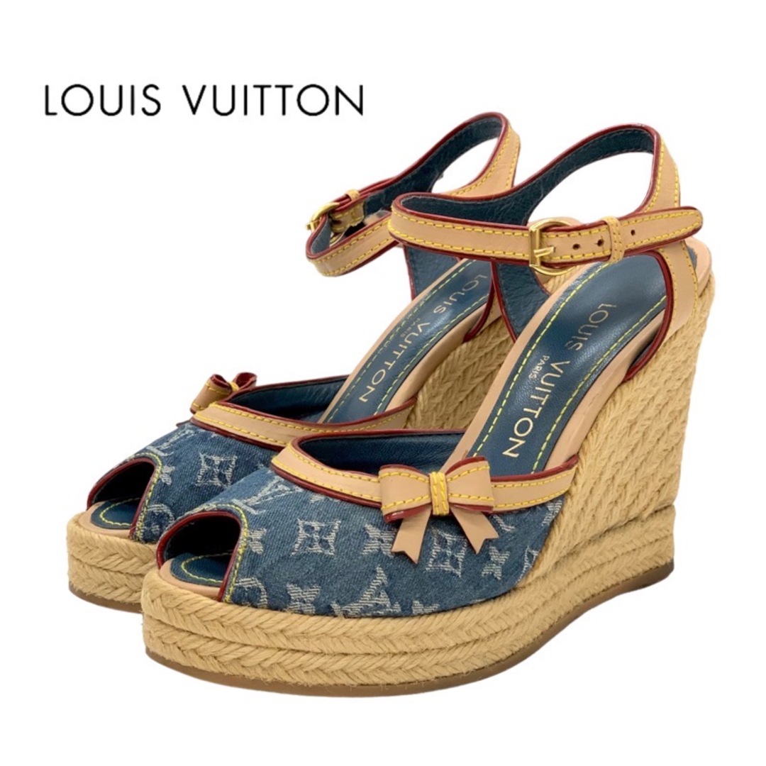 Louis Vuitton ルイヴィトン デニム×レザー ウェッジソール Louis Vuitton ルイヴィトン デニム×レザー ウェッジソール