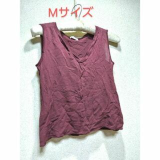 1754x【春夏コーデ】日本製 古着 Tシャツ カットソー ノースリーブ M(Tシャツ(半袖/袖なし))