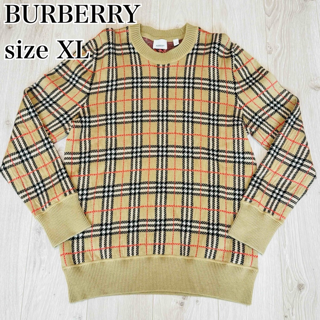 極美品】BURBERRY ヴィンテージチェック ニットトップス メンズ XL 極美品】BURBERRY ヴィンテージチェック ニットトップス メンズ XL