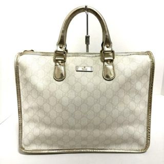 グッチ(Gucci)のGUCCI(グッチ) ハンドバッグ GGプラス・GGスプリーム 190259 白×ライトグレー×ゴールド PVC(塩化ビニール)×エナメル（レザー）(ハンドバッグ)