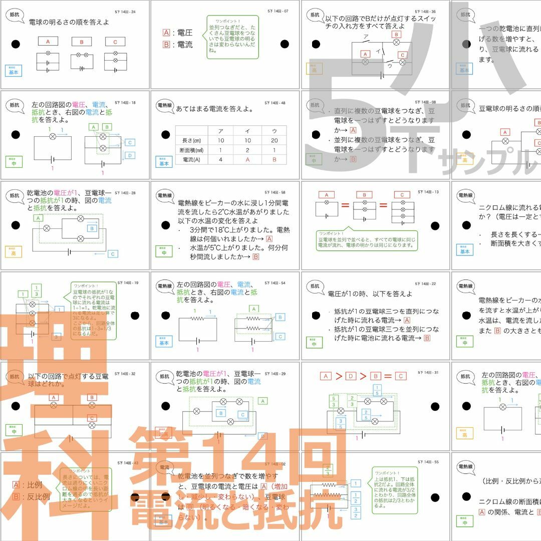 中学受験【5年下 全セット 社会・理科1-18回】 暗記カード 予シリ 組み 