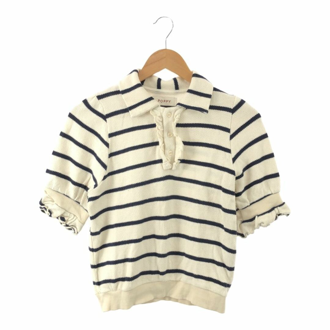 POPPY ポピー ボーダー フリル サマーニット ニット F 綿100 POPPY ポピー ボーダー フリル サマーニット ニット F 綿100