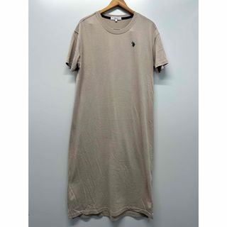 ユーエスポロアッスン(U.S. POLO ASSN.)のU.S. POLO ASSN. ロゴ入りロングワンピース　ベージュ　LLサイズ(ロングワンピース/マキシワンピース)