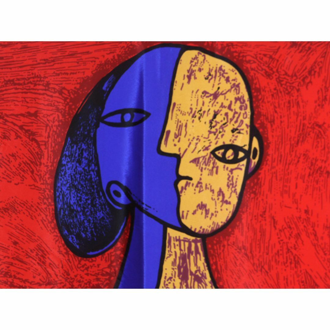 100% シルク ピカソ アート 大判 スカーフ 正方形 絵画柄 肖像画 100% シルク ピカソ アート 大判 スカーフ 正方形 絵画柄 肖像画