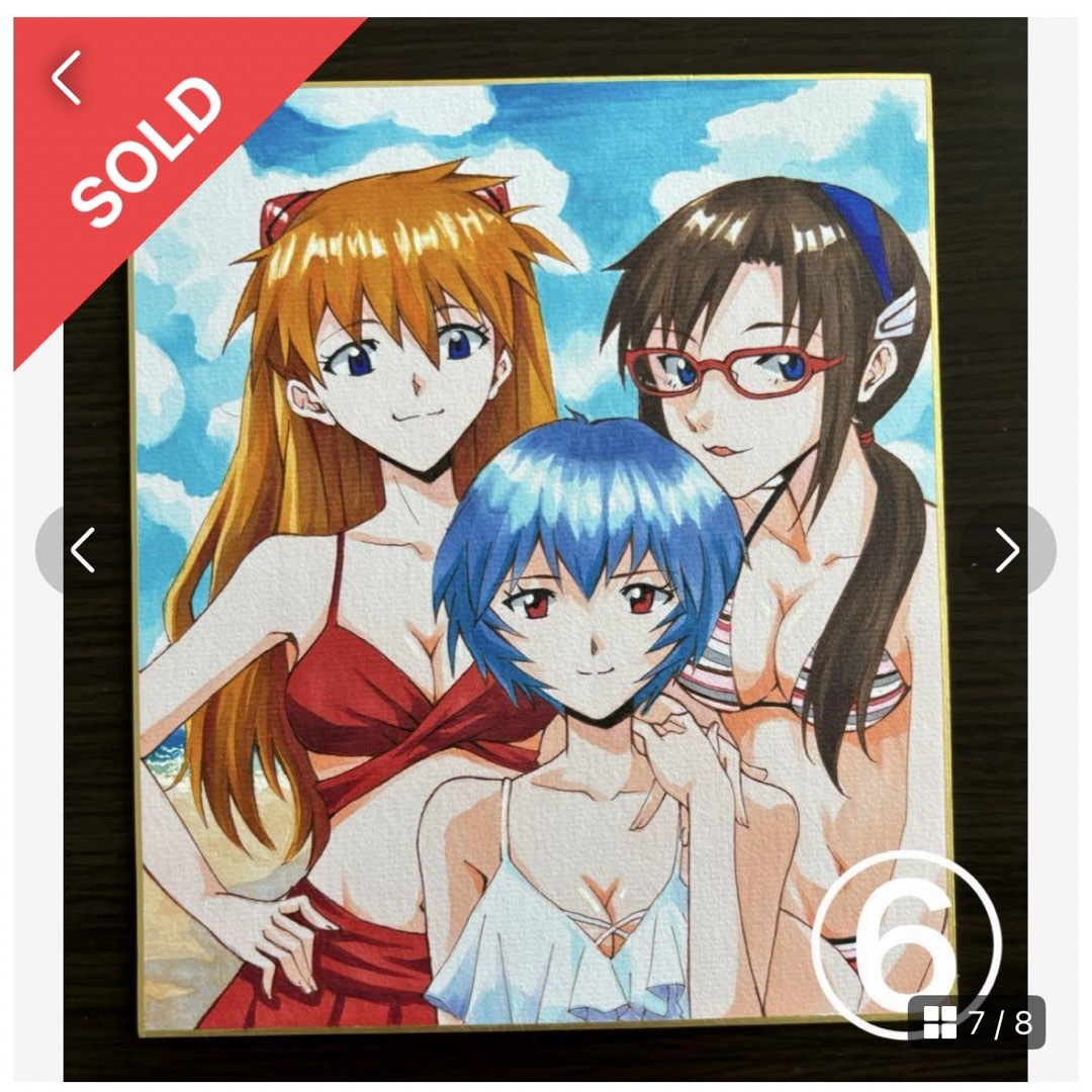 【完売】エヴァンゲリオン アスカ レイ マリ 手描きイラスト ファンアート ハンドメイドのインテリア/家具(アート/写真)の商品写真