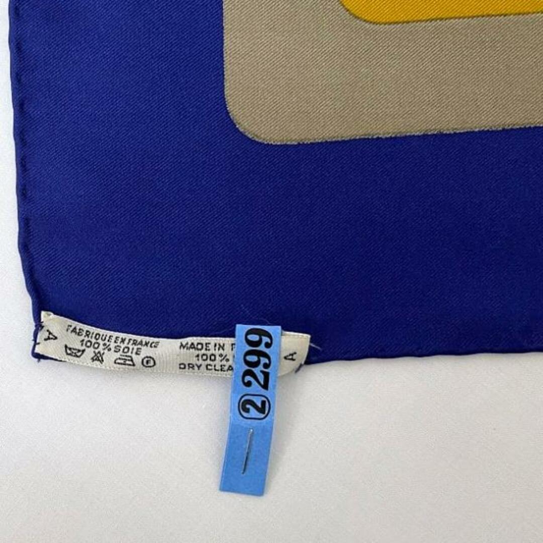 HERMES - エルメス スカーフ カレ 90 ネイビー イエロー グレー HERMES - エルメス スカーフ カレ 90 ネイビー イエロー グレー