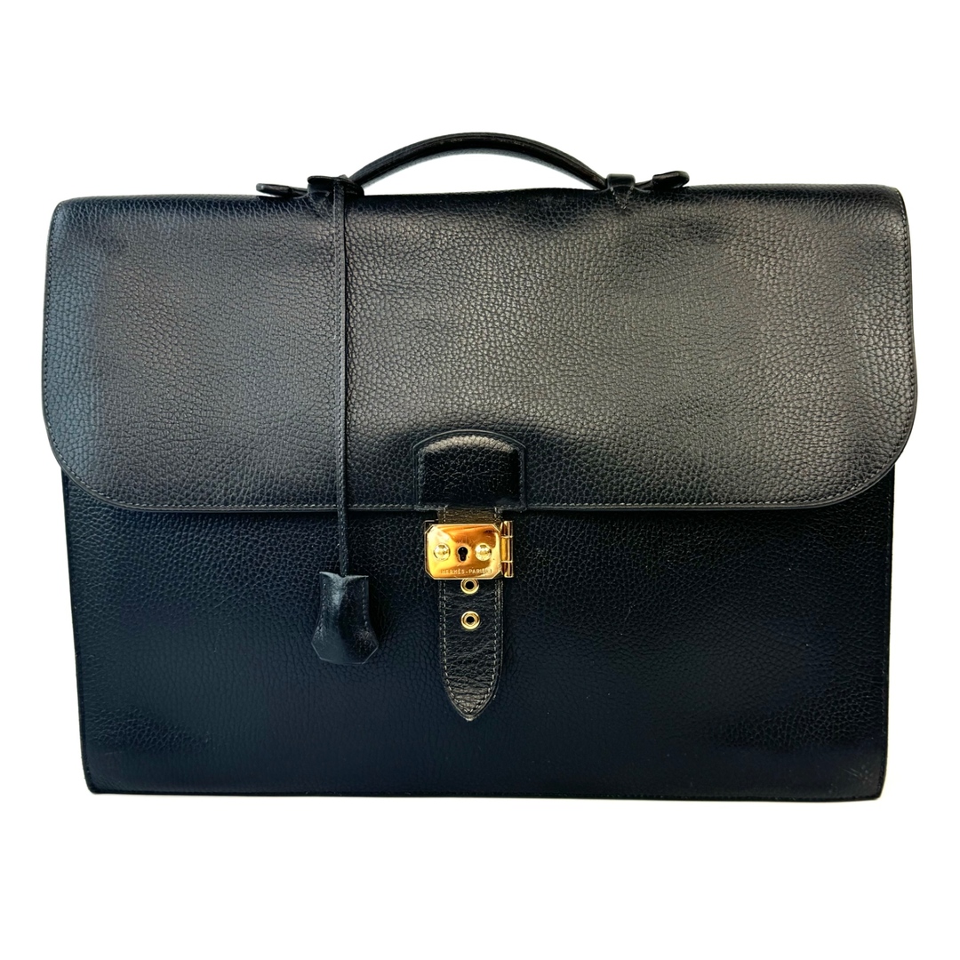 HERMES - エルメス　サックアデペッシュ40　○Z刻印　ビジネスバッグ　ゴールド金具　カーフ　黒