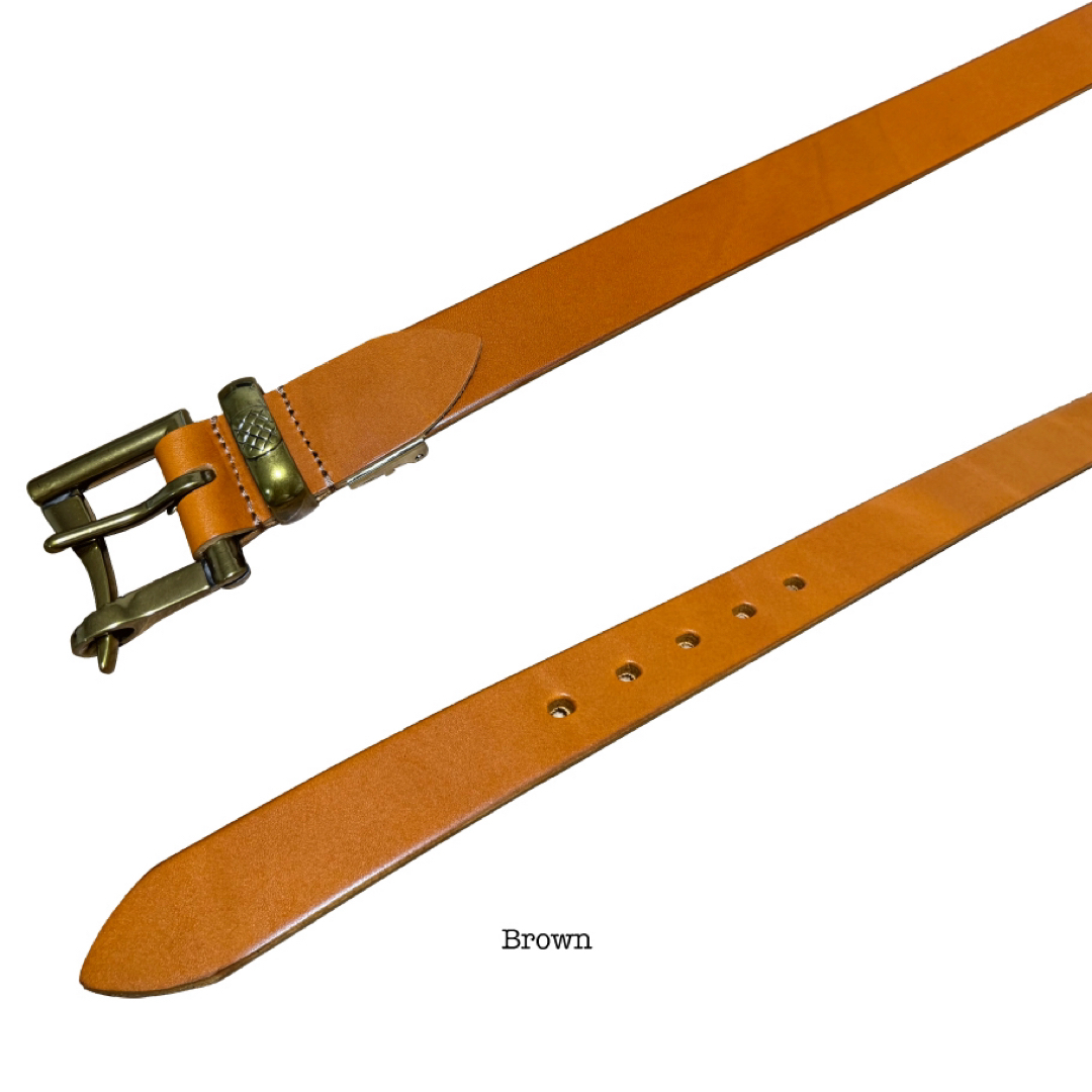 日本製 32mm 栃木レザー ベルト ファイヤーマンバックル GO 茶 日本製 32mm 栃木レザー ベルト ファイヤーマンバックル GO 茶