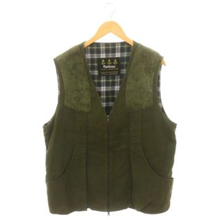 バーブァー(Barbour)のバブアー モールスキン ジップアップベスト Vネック コットン XL カーキ 緑(ベスト)