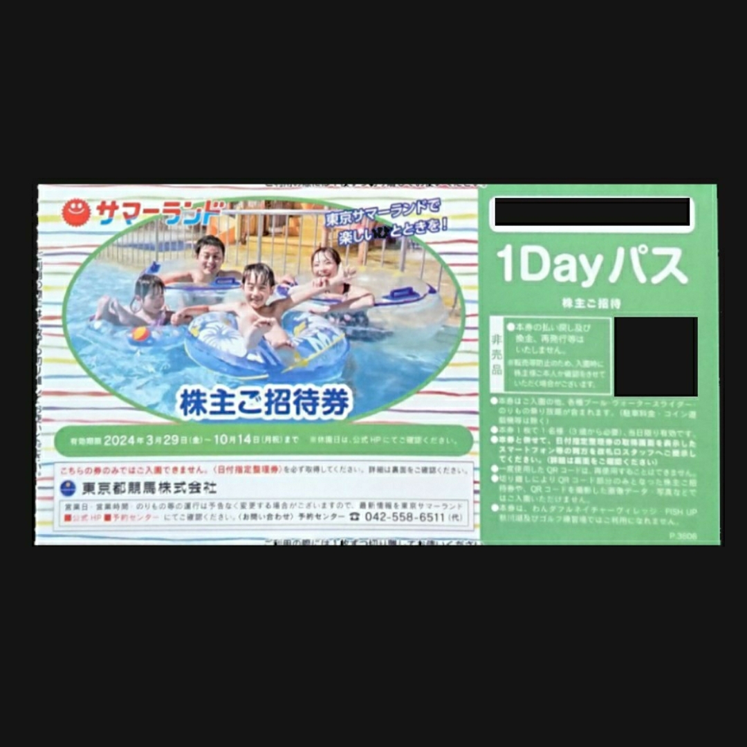 東京サマーランド 1Dayパス 株主ご招待券 4枚(東京サマーランド 東京サマーランド 1Dayパス 株主ご招待券 4枚(東京サマーランド