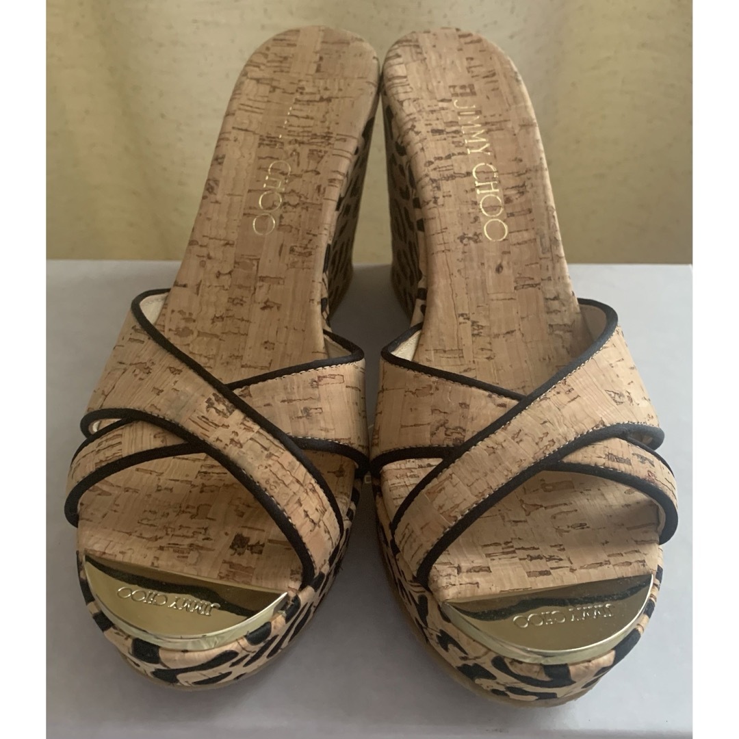 JIMMY CHOO - ジミーチュウ ウェッジサンダル レオパード 36の JIMMY CHOO - ジミーチュウ ウェッジサンダル レオパード 36の
