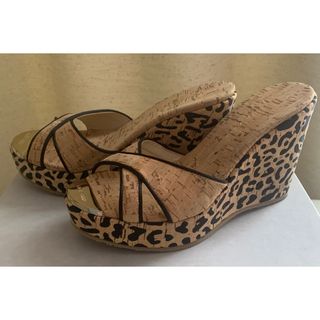 JIMMY CHOO - ジミーチュウ ウェッジサンダル レオパード 36の JIMMY CHOO - ジミーチュウ ウェッジサンダル レオパード 36の