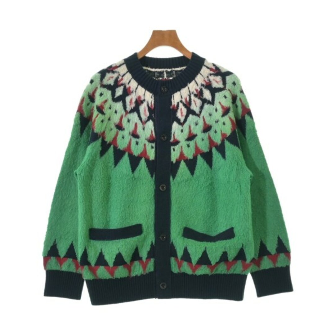 sacai - sacai サカイ カーディガン 1(S位) 緑x紺x白等(総柄 sacai - sacai サカイ カーディガン 1(S位) 緑x紺x白等(総柄