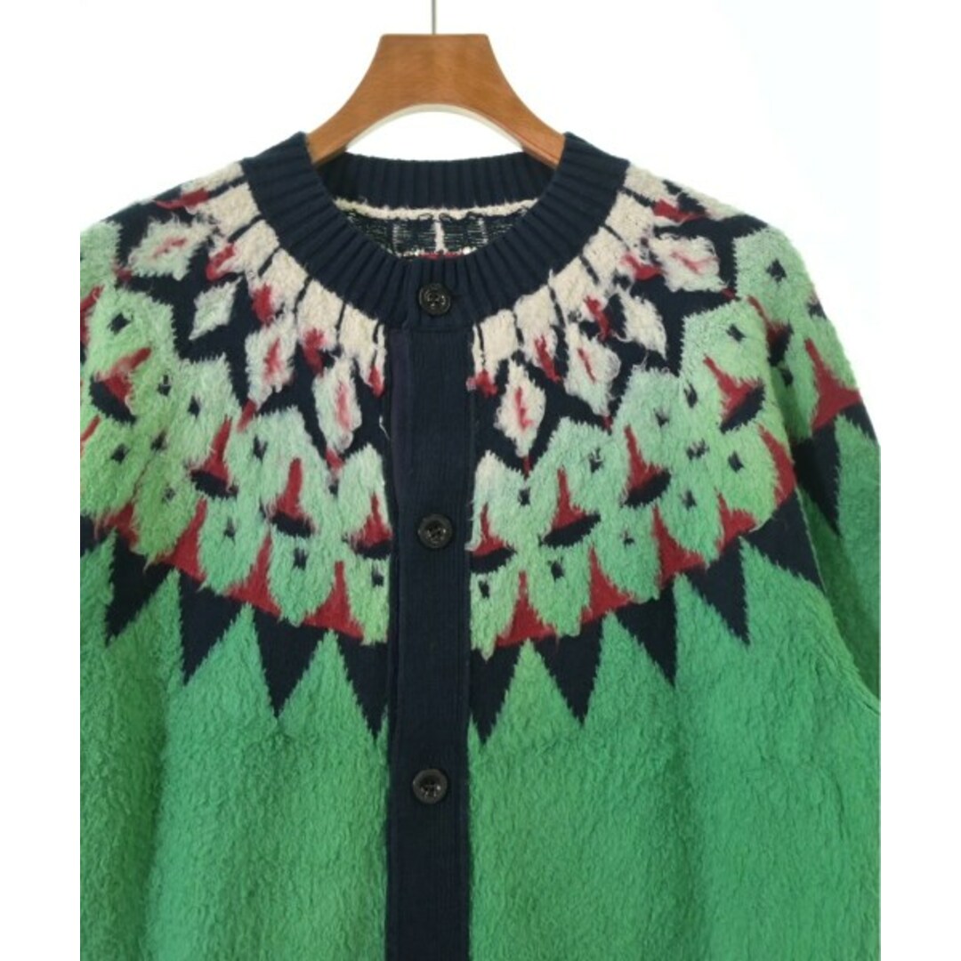 sacai - sacai サカイ カーディガン 1(S位) 緑x紺x白等(総柄 sacai - sacai サカイ カーディガン 1(S位) 緑x紺x白等(総柄