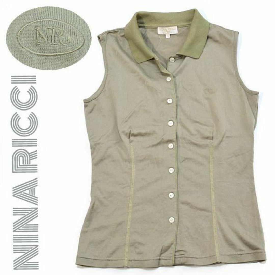 NINA RICCI - ニナリッチ□美品 NRロゴ入りノースリーブシャツ