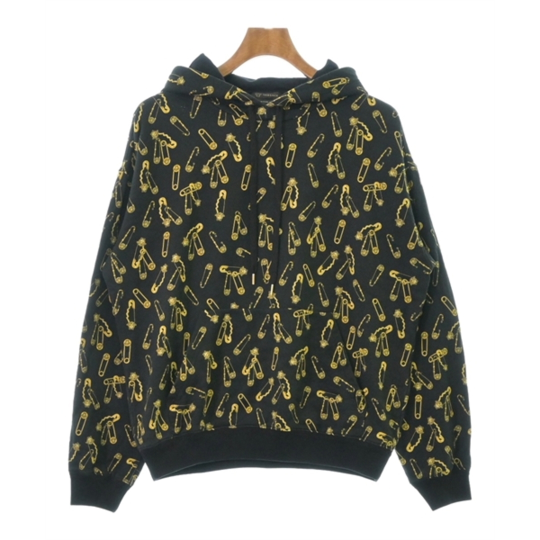 VERSACE - VERSACE ヴェルサーチ パーカー M 黒x黄(総柄) 【古着 VERSACE - VERSACE ヴェルサーチ パーカー M 黒x黄(総柄) 【古着