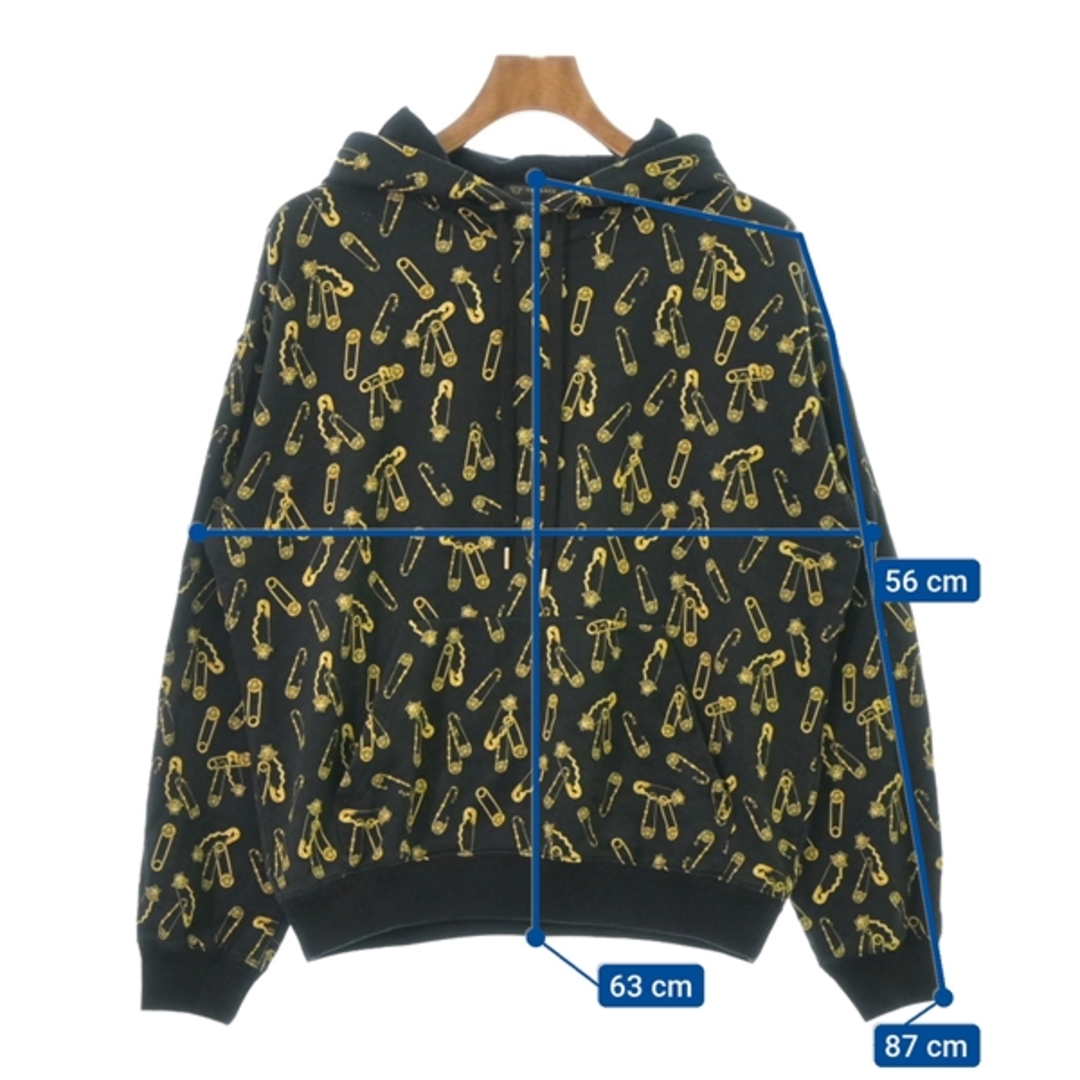 VERSACE - VERSACE ヴェルサーチ パーカー M 黒x黄(総柄) 【古着 VERSACE - VERSACE ヴェルサーチ パーカー M 黒x黄(総柄) 【古着