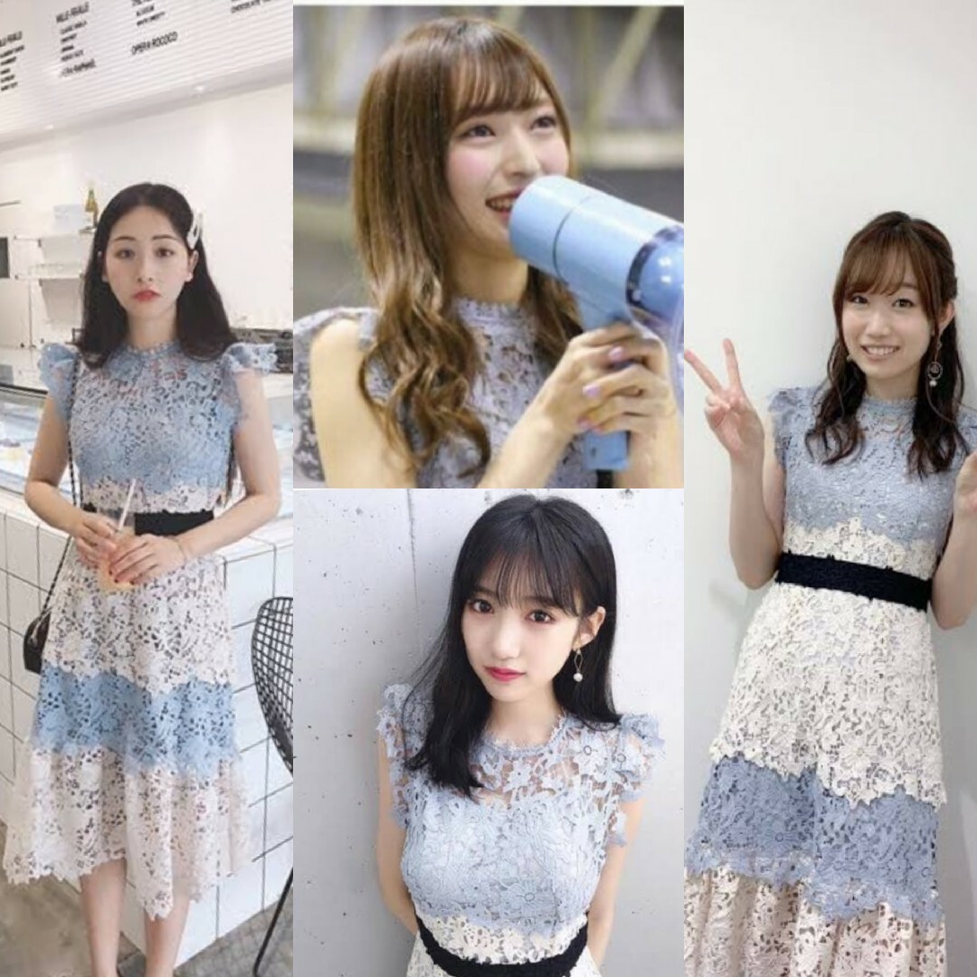 SNIDEL - スナイデル カラーブロッキングレースワンピース 花柄 SNIDEL - スナイデル カラーブロッキングレースワンピース 花柄