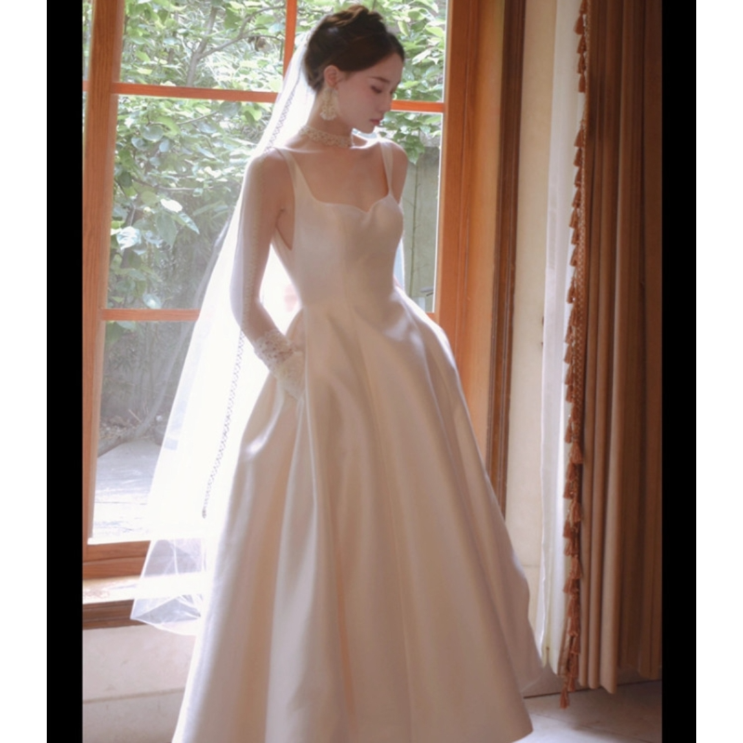 【在庫処分大特価!!】 シルク ウェディングドレス シンプル パーティー 結婚式成人式 ワンピース