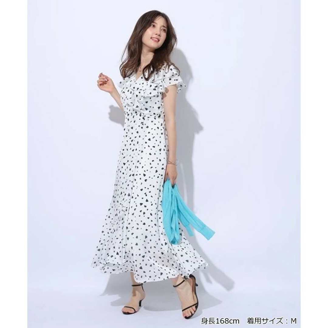 Apuweiser-riche】ラッフルカシュクールプリントワンピース Apuweiser-riche】ラッフルカシュクールプリントワンピース