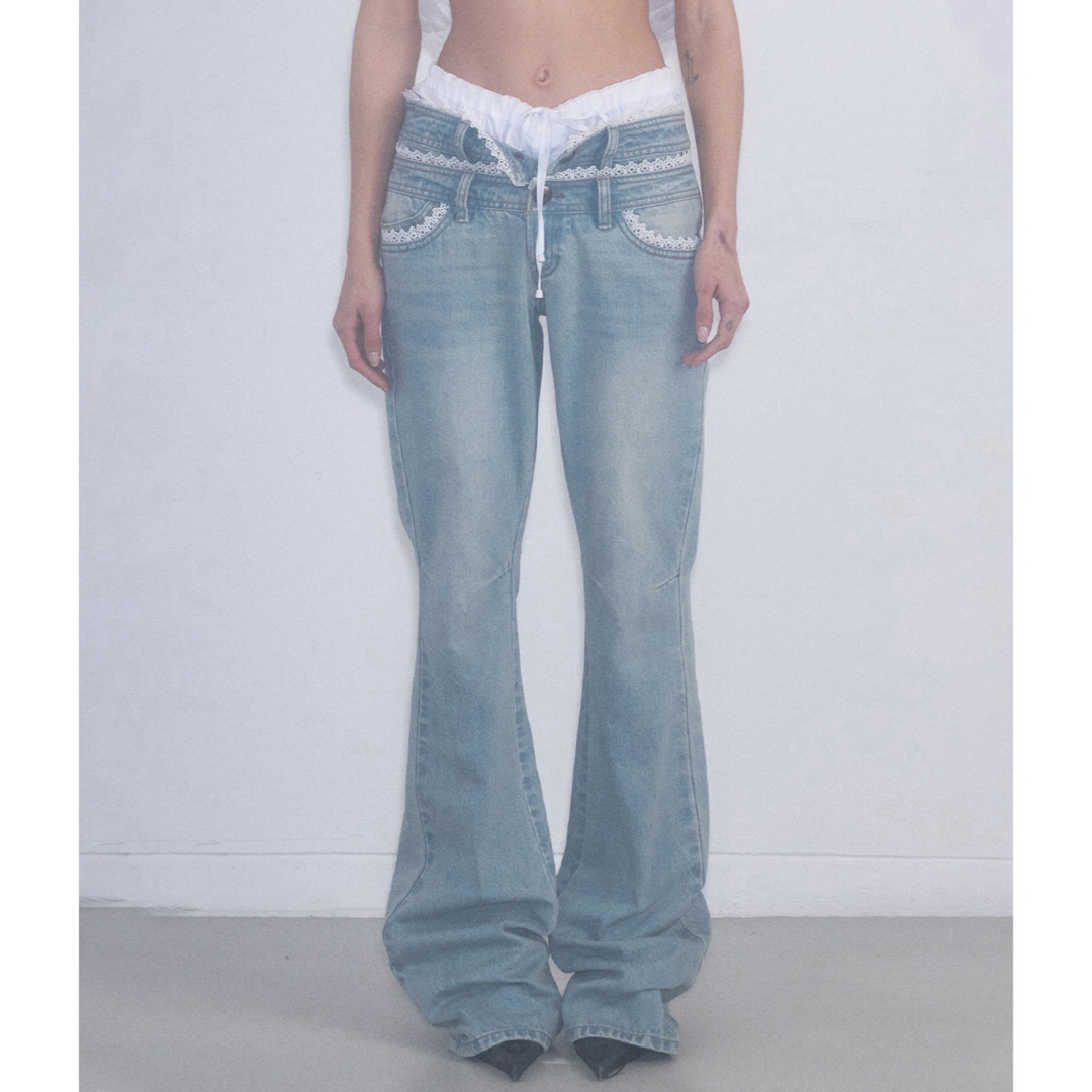 Double Waist Boots Cut Denim Double Waist Boots Cut Denim