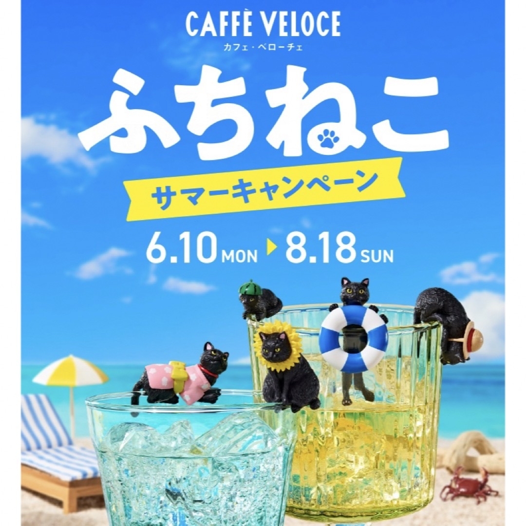 ふちねこ 5種類コンプリートセット 2024 ベローチェ サマーの ふちねこ 5種類コンプリートセット 2024 ベローチェ サマーの