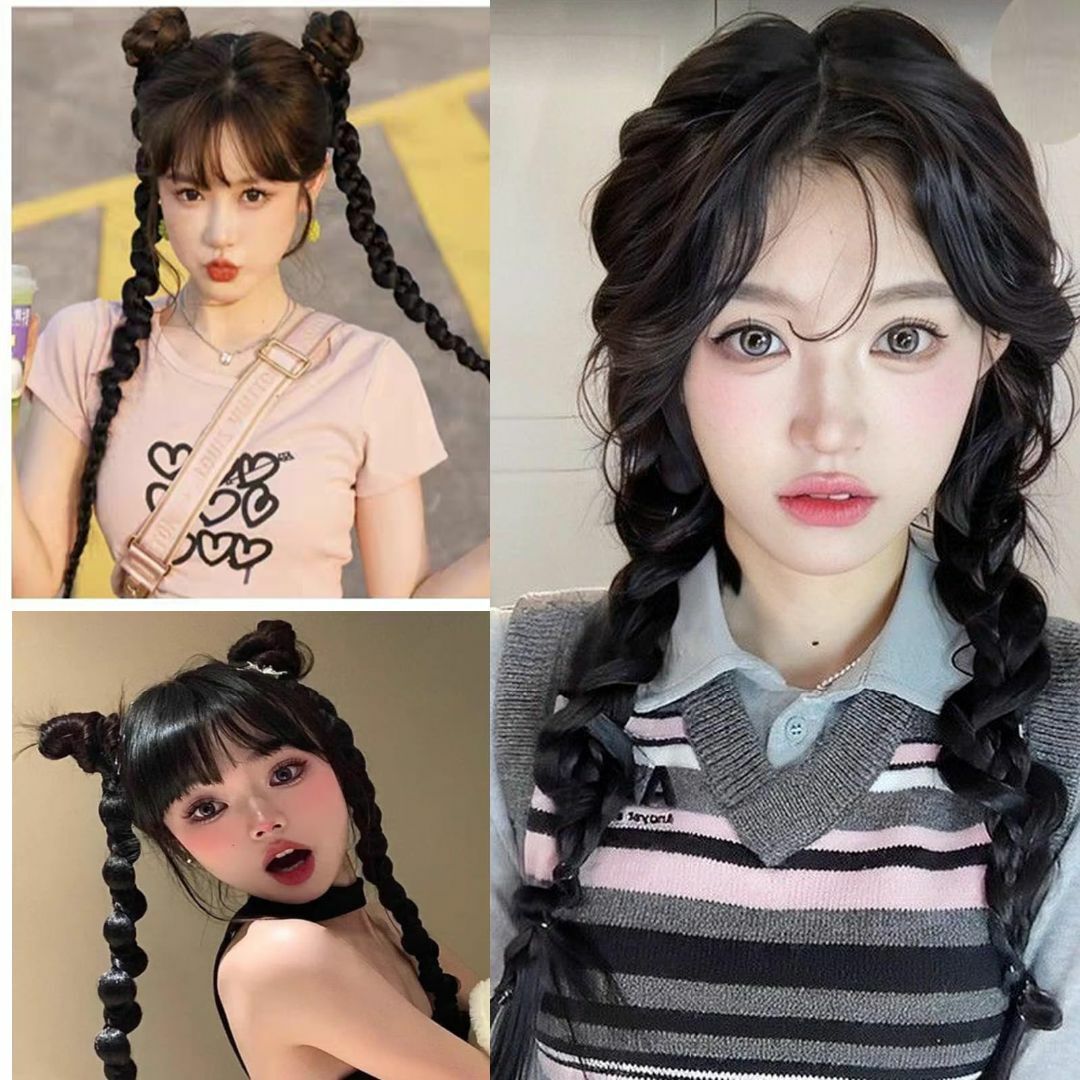 色:ライトブラウン】HAPVITAL ヘアエクステ 三つ編み ウィッグ 色:ライトブラウン】HAPVITAL ヘアエクステ 三つ編み ウィッグ