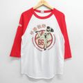 M★古着 7分袖 Tシャツ メンズ MLB アリゾナダイヤモンドバックス 平野佳寿 66 ラグラン ツートンカラー クルーネック 白他 ホワイト メジャーリーグ ベースボール 野球 24jul27 中古 7分丈 七分丈 七分袖