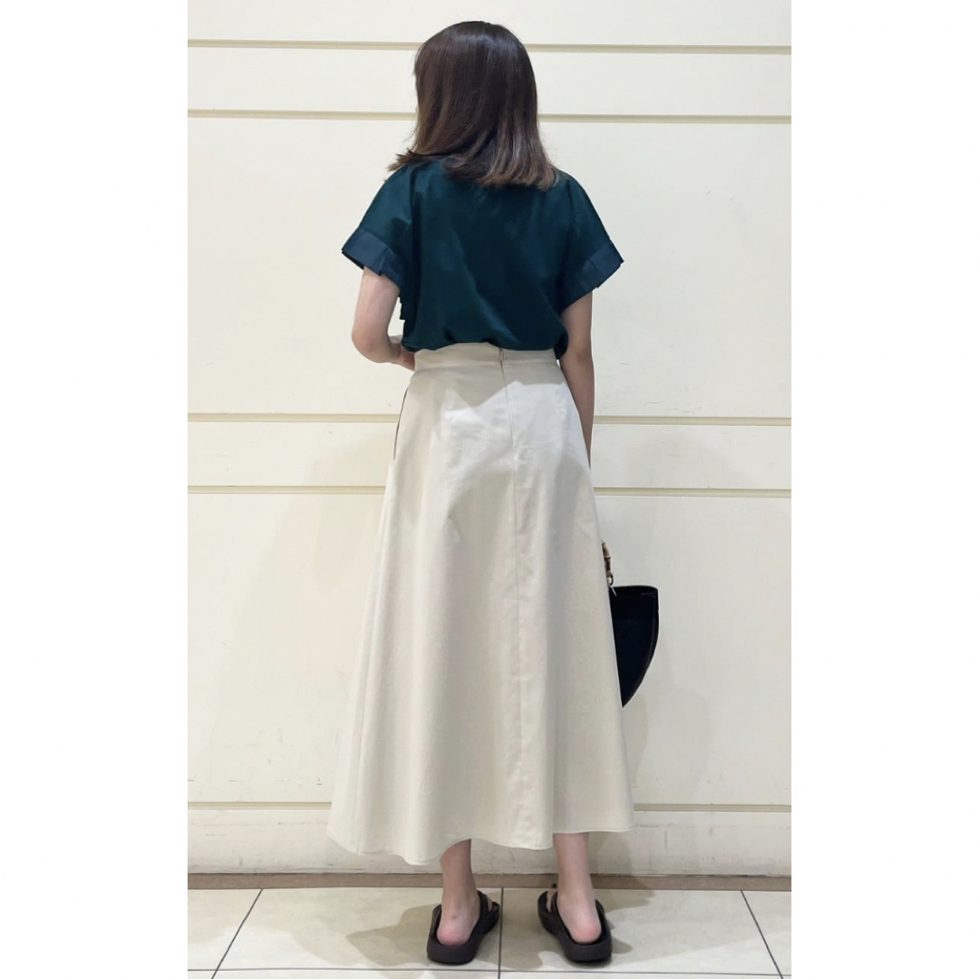 23区 - 23区 コットンリネンストレッチ セミフレアスカート 麻混 23区 - 23区 コットンリネンストレッチ セミフレアスカート 麻混