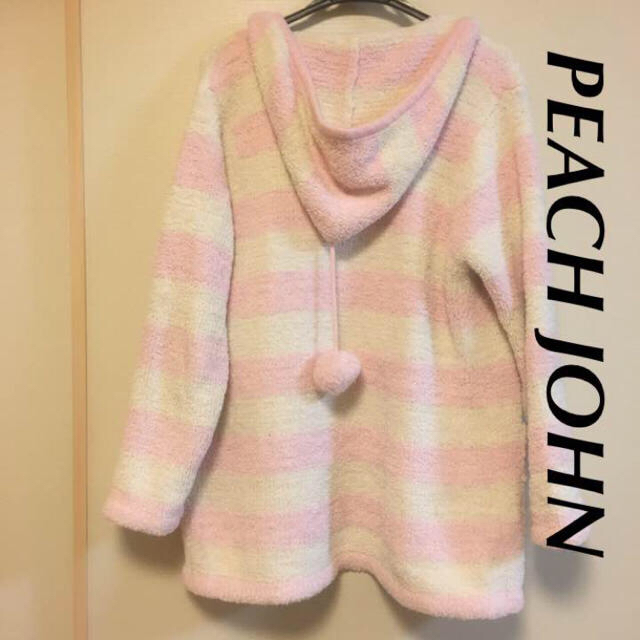 PEACH JOHN(ピーチジョン)のピーチジョン PJ ボーダー ふわもこ パーカー フード 部屋着 Mサイズ レディースのルームウェア/パジャマ(ルームウェア)の商品写真