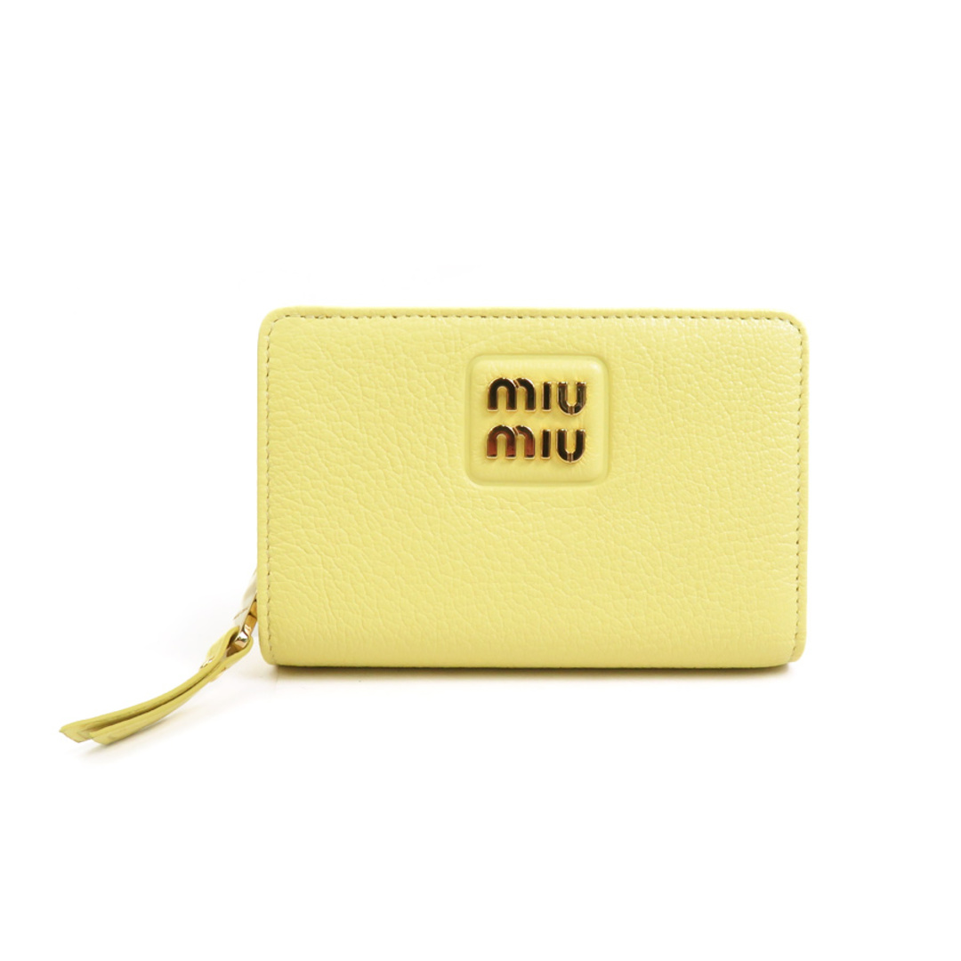 ミュウミュウ MIUMIU 二つ折り財布 レザー イエロー レディース 送料無料【】 r10099g