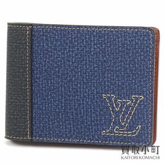 ルイヴィトン(LOUIS VUITTON)の【未使用品】ルイヴィトン【LOUIS VUITTON】M81815 ポルトフォイユ ミュルティプル トリヨンレザー デニムブルー 二つ折り財布 札入れ ウォレット カードケース LVイニシャルステッチ MULTIPLE WALLET【Sランク】【新品同様】(長財布)