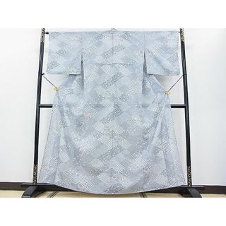 平和屋着物■夏物　小紋　松皮菱吉祥花文　洗える着物　DAAE3436fe(着物)