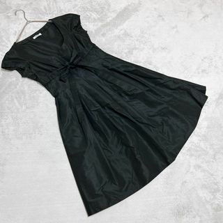 【MOSCHINO】(40) イタリア製 無地 リボン ひざ丈 ワンピース