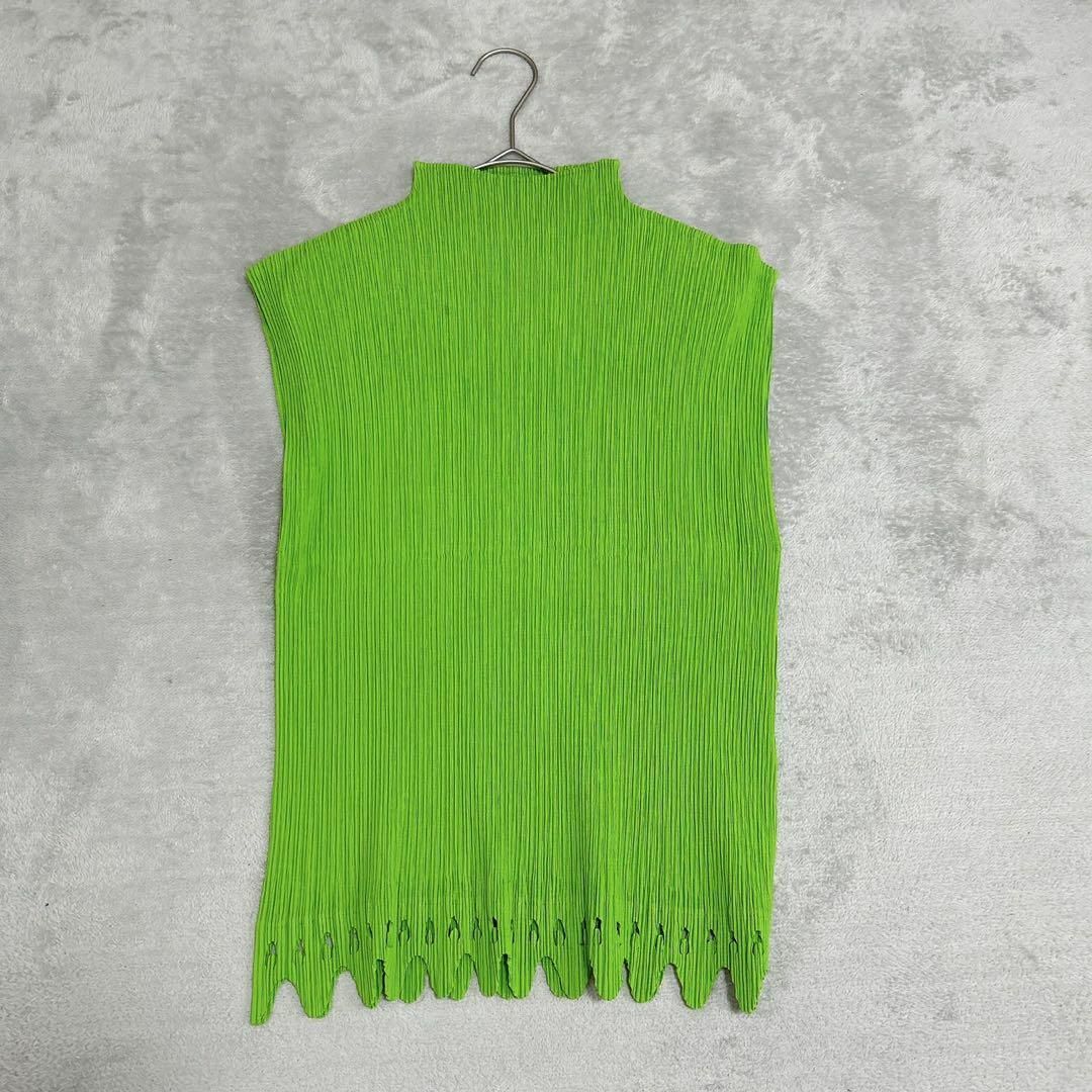 ISSEY MIYAKE】(F) 総柄 デザイン ハイネック ノースリーブ トップス