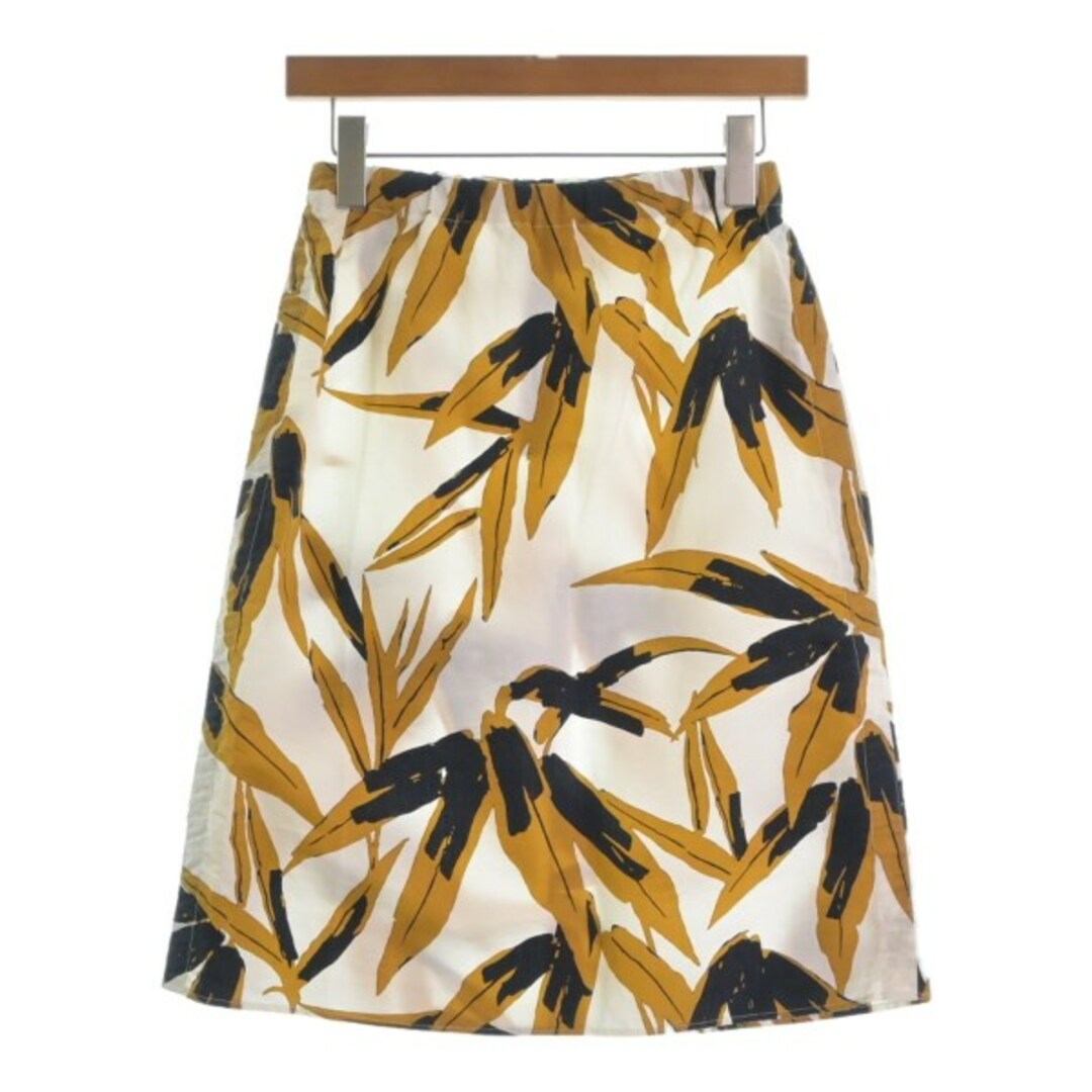 MARNI - MARNI マルニ ひざ丈スカート 36(XS位) 白xカーキ系x黒(総柄) 【古着】【中古】