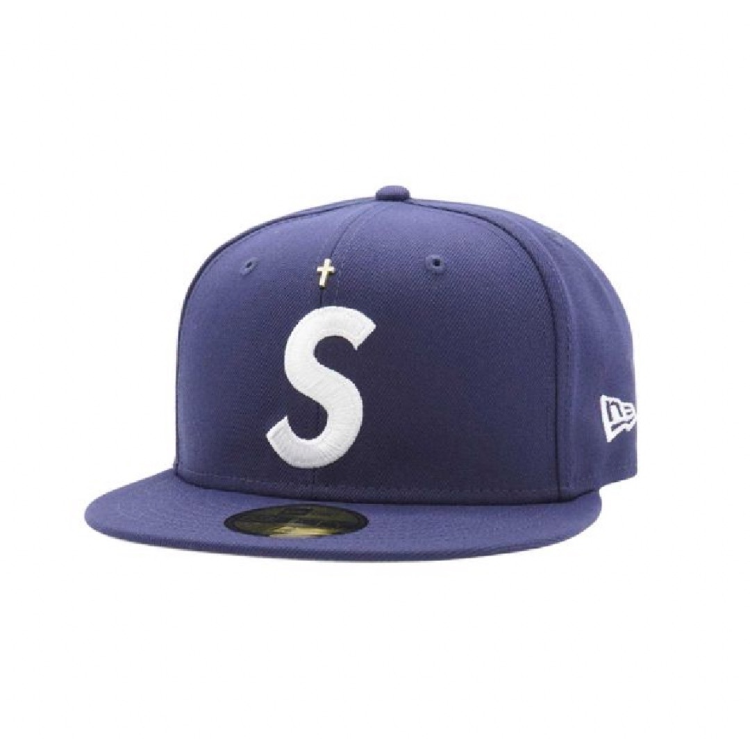 Supreme Gold Cross S Logo New Era Navy.,