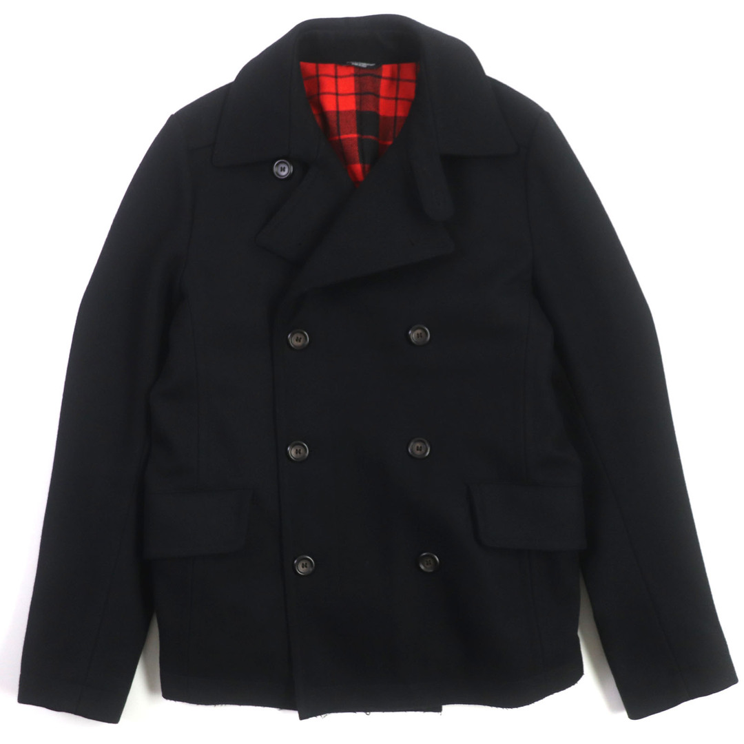 DOLCE&GABBANA - 美品▼DOLCE&GABBANA ドルチェ＆ガッバーナ ウール 黒タグ 裏地チェック柄 ダブルブレスト ジャケット ピーコート ブラック 48 イタリア製 正規品 メンズ