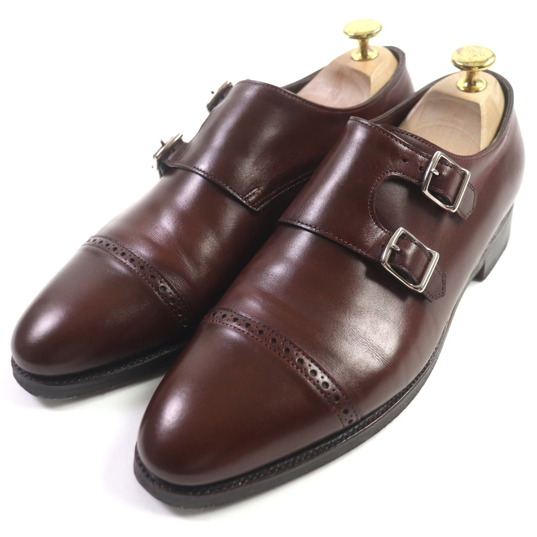 JOHN LOBB - 美品▼John Lobb ジョンロブ CAMBORNE ダブルモンクストラップ パンチドキャップトゥ 7000ラスト レザーシューズ ブラウン 6 保存袋付き メンズ