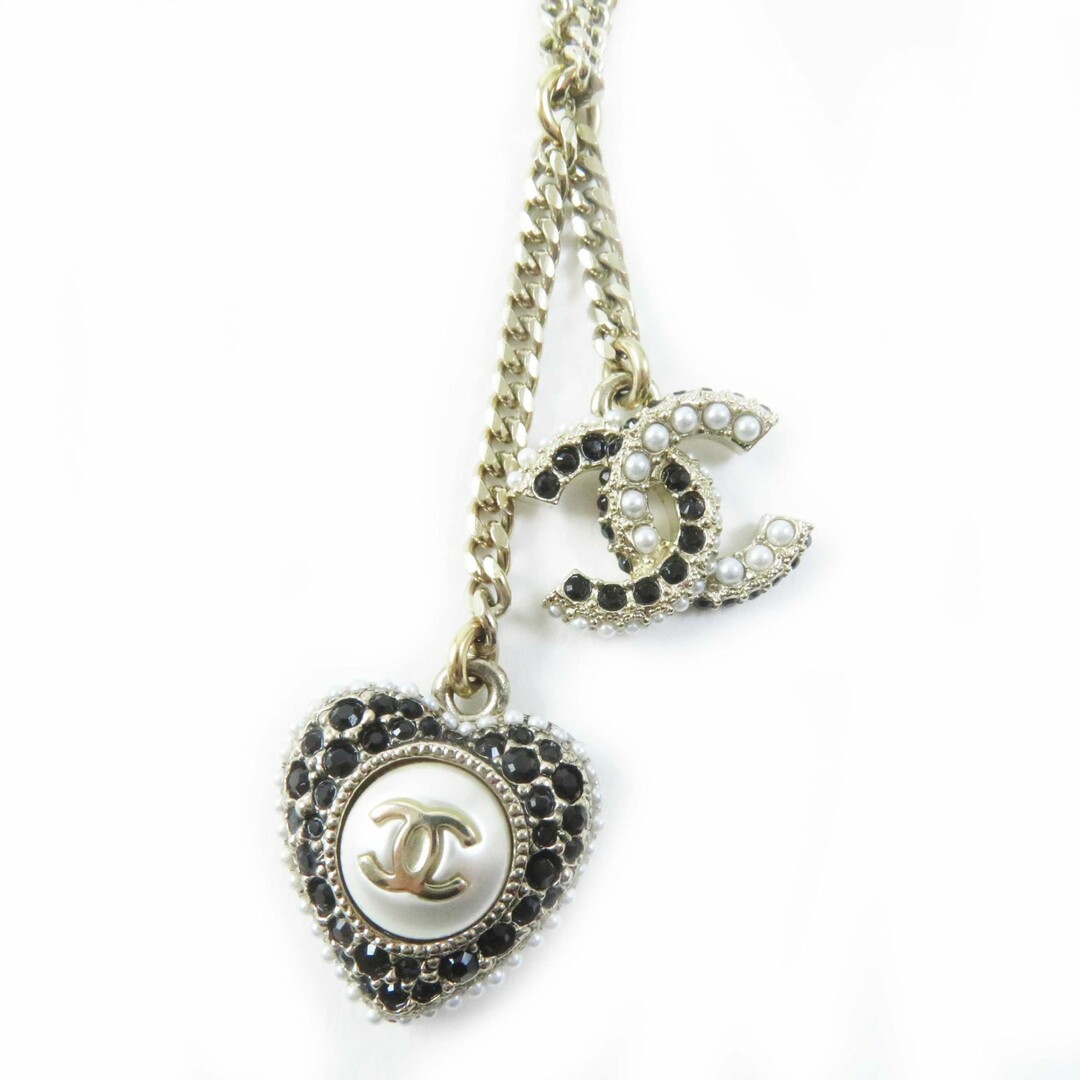 CHANEL - 極美品◎CHANEL シャネル C22B パール・ラインストーン装飾 ココマーク ハート ネックレス ブラック ゴールド 箱付き イタリア製 レディース