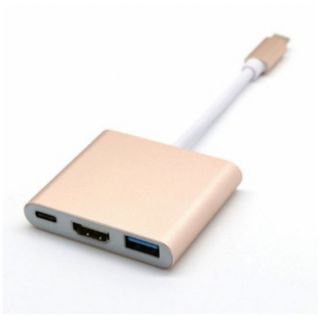 Type C HDMI変換アダプター USB 3.0+ 4K 解像度(ゴールド)(映像用ケーブル)